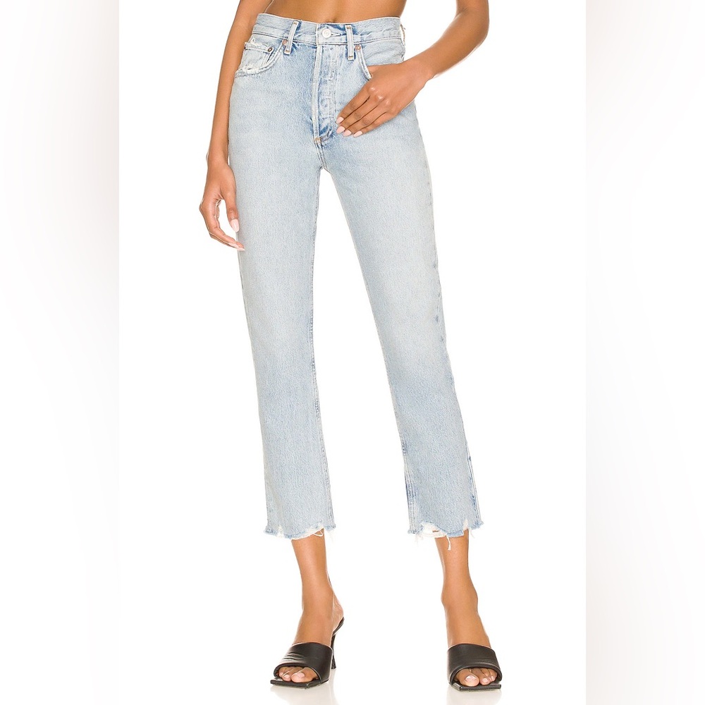 Agolde Riley High Rise Straight Crop Jean in Curio 27